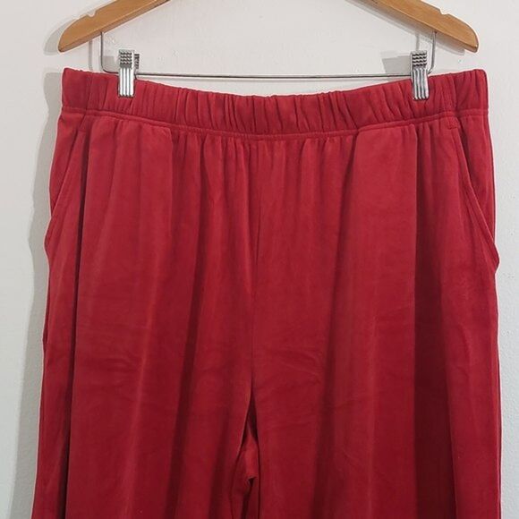 NWOT Woman Within Red Velour Wide Leg Cropped Pants Women's Size 18 / 20 L - Picture 2 of 7